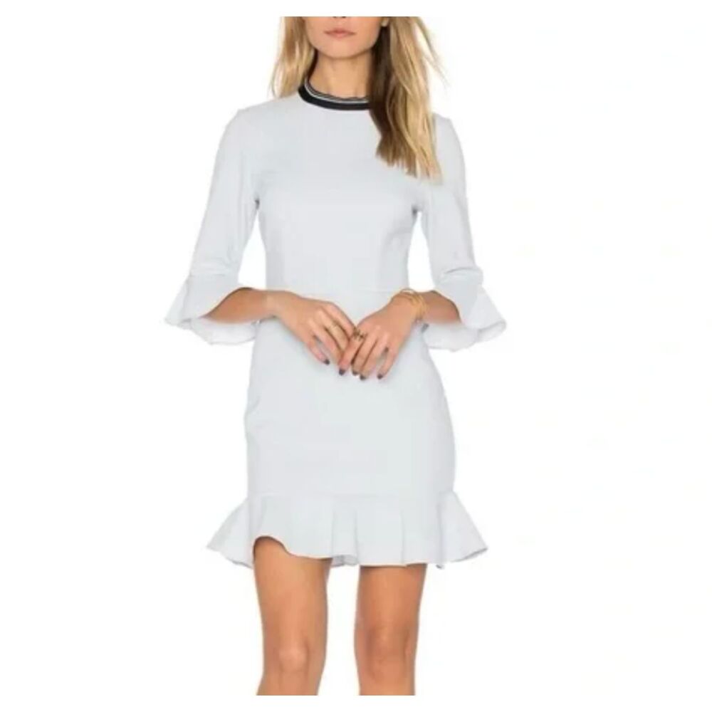 REBECCA VALLANCE Billie Ruffled Mini Dress‎ Ice Blue Sz 2